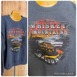 Vintage Retro Whiskey Mountain Saloon Sweatshirt Size L
